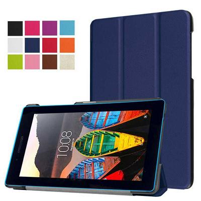 Foldable Tri-Fold with Stand PU Leather + Hard PC Case for Lenovo Tab3 7 Essential 710F 710I - Dark Blue