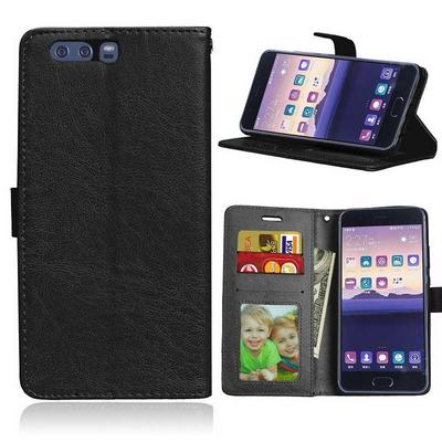 Litchi Pattern Wallet Stand Picture Frame Card Holder Slots PU Leather + TPU Case for Huawei P10 Plus - Black
