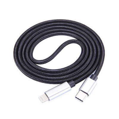 Nylon Braided Bidirectional Transmission Type-C to 8 Pin Data Sync Charge Cable for Electronic Devices with 8 Pin Interfaces - Black