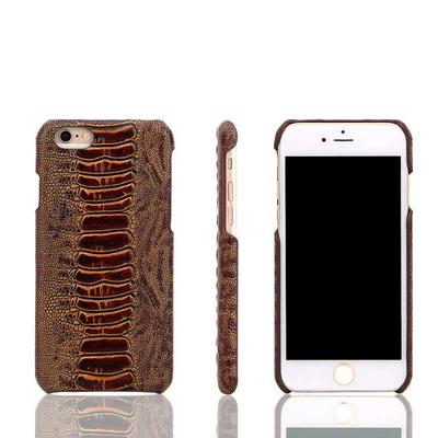 Fierre Shann Amber Pattern Cowhide Genuine Leather Coated Hard PC Back Cover Protective Phone Case for iPhone 6 / 6S - Brown
