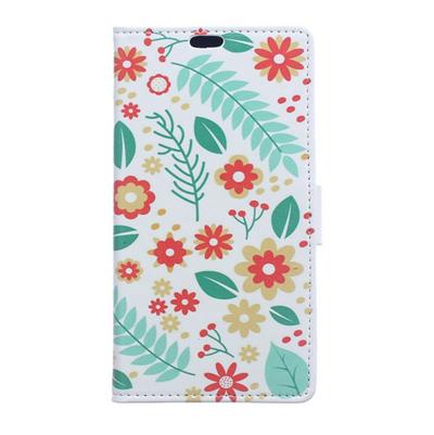 Color Painting Side Flip PU Lether + Soft TPU Card Slots with Stand and Magnetic Buckle Wallet Case for Sony Xperia XZ1 - Flowers and Leaves