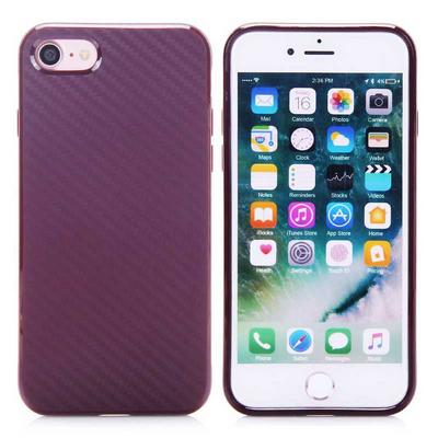 Carbon Fiber Soft TPU Back Cover Case for iPhone 7 - Wine Red