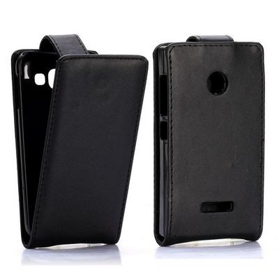 Stylish Magnetic Buckle Vertical Flip PC+ PU Leather Case for Microsoft Lumia 435(Black)
