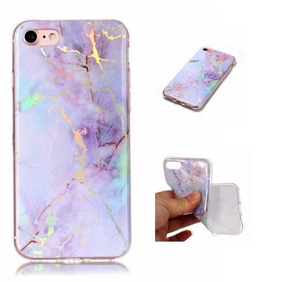 Rainbow Lightning Marble Pattern Soft TPU Back Cover Case for iPhone 7 / 8 - Purple
