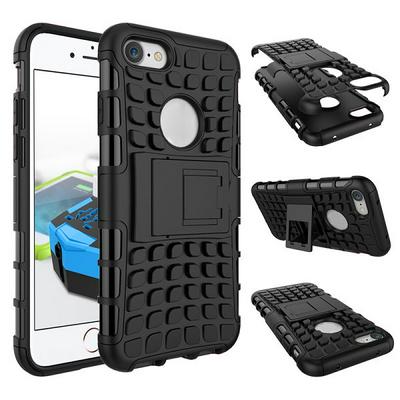 Tire Pattern Detachable 2 in 1 Hybrid PC + TPU Stand Case for iPhone 7 - Black 