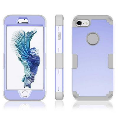 4.7 Inches 3 in 1 Detachable Hard PC + Soft Silicone Hybrid Back Cover Case for iPhone 7 - Light Purple + Grey