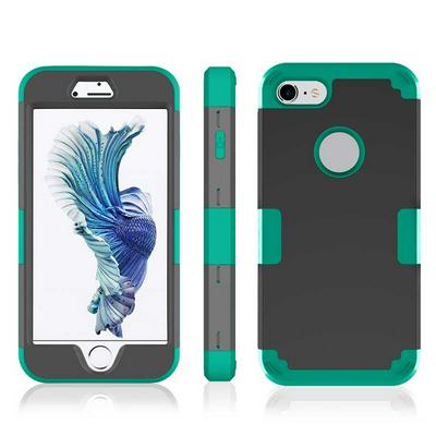 4.7 Inches 3 in 1 Detachable Hard PC + Soft Silicone Hybrid Back Cover Case for iPhone 7 - Black + Ink Blue