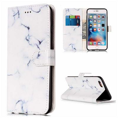 Wallet Style PU Leather + Soft TPU Card Holder with Stand and Magnetic Buckle Case for iPhone 6 Plus / 6S Plus - White Pattern