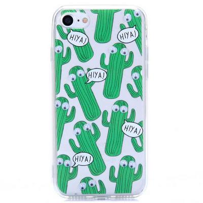 3D Rotating Eyes Cartoon Pattern TPU Back Case for iPhone 7 - Cactus