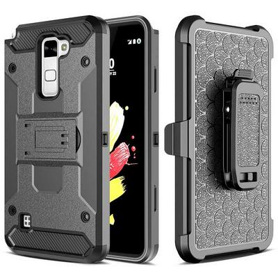 Detachable 4 in 1 with Stand Hybrid Hard PC+ TPU Back Cover Case for LG Stylus 2 Plus/ Stylo 2 Plus/ MS550/ K550 - Black