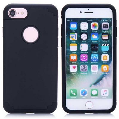 2 in 1 Detachable Hard PC + Soft TPU Back Cover Case for iPhone 7 - Black