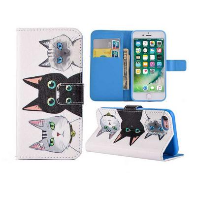 Wallet Style PU Leather + Soft TPU Card Holder with Stand and Magnetic Buckle Case for iPhone 7 - Cats