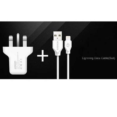 Joyroom L-M220 USB Port 3.1A Quick Charging Power Adapter Travel Wall Charger UK Plug with 8 Pin Cable for iPhone 7 Smartphone Huawei P10 Lite