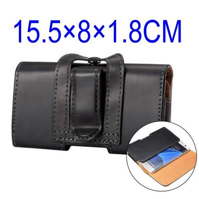 Universal Waist Belt Clip Magnetic Flip Leather Holster Case for Samsung Galaxy S7 Edge 5.5 inch - Black