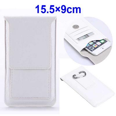 Multifunction Leather Pouch Bag with Belt Loop for Samsung Galaxy S6 G9200, Size 15.5 x 9cm - White