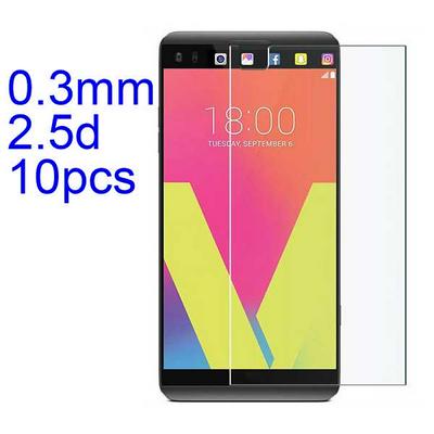 10Pcs 0.3mm 2.5D AGC Material Tempered Glass with Toyo Glue Electroplating Fingerprint Coating Screen Protector for LG V20