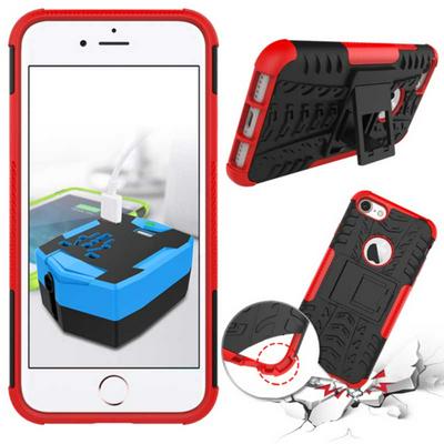 Tire Pattern Detachable 2 in 1 Hybrid TPU + Hard PC Case with Stand Kickstand for iPhone 7 - Red