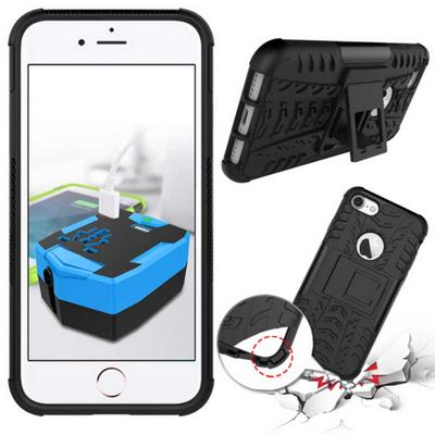 Tire Pattern Detachable 2 in 1 Hybrid TPU + Hard PC Case with Stand Kickstand for iPhone 7 - Black