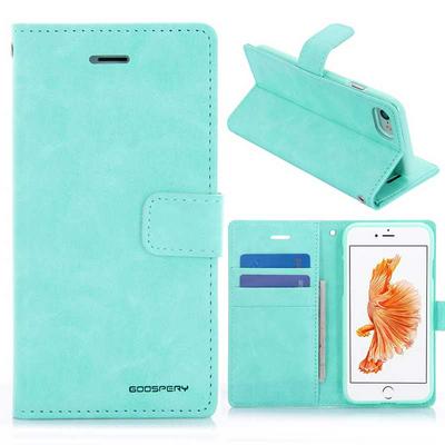 Mercury Blue Moon Series Wallet Style Flip Card Slot Stand TPU+ PU Leather Case for iPhone 7/8 - Green