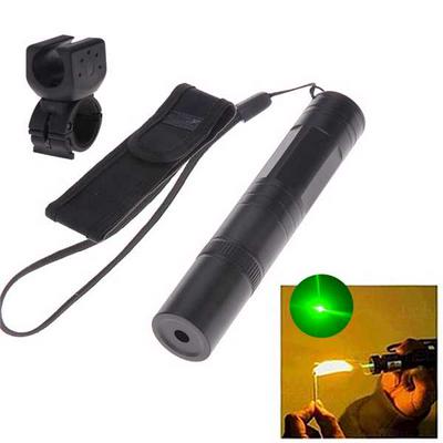 High Quality 532nm Green Laser Pointer Pen Zoomable Burning Matchs - Black