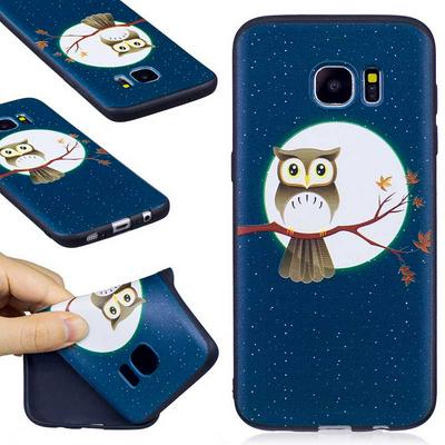 Relief Ultra Thin All Soft TPU Back Cover Case for Samsung Galaxy S7 Edge / G935 -  Owl and Moon