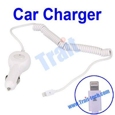 Elastic Cable Power Adapter Car Charger With 8Pin Plug For iPhone 6 Plus iPhone 5 iPad Touch 5 iPod Nano 7 iPad 4 iPad Mini