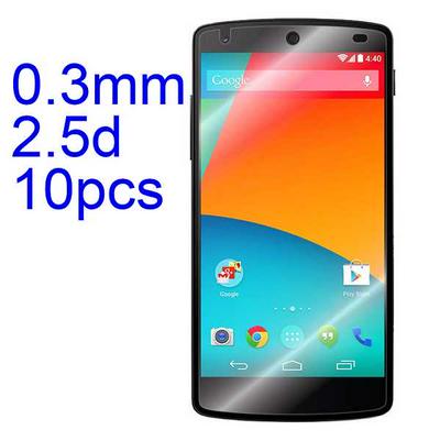 10Pcs 0.3mm 2.5D AGC Material Tempered Glass with Toyo Glue Electroplating Fingerprint Coating Screen Protector for LG Nexus 5