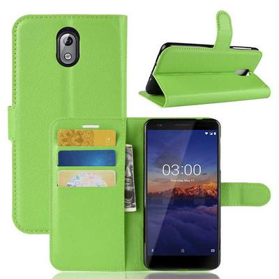 Litchi Pattern Wallet Stand Card Holder Slots PU Leather + TPU Protective Cover Case for Nokia 3.1 - Green
