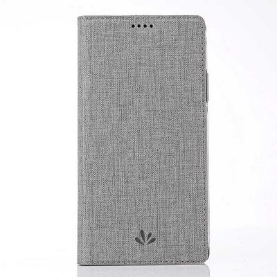 Vili Canvas Cross Pattern Stitching PU Leather + Soft TPU + Dmx Magnetic Flip with Name Card Slot and Stand Case for Sony Xperia XZ1 Compact - Grey