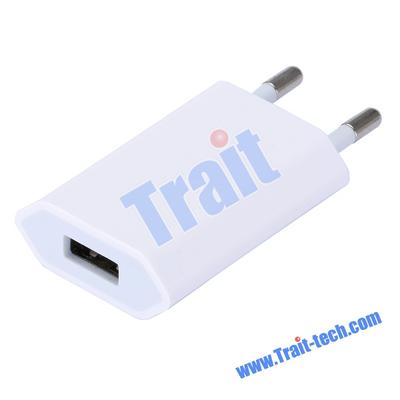 Portable 5V 1A EU Plug USB AC Adapter Wall Charger for iPhone iPad - White