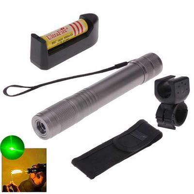 LT-603 Waterproof 532nm Green Laser Pointer Kits with Bicycle Handlebar and Battery - Silver