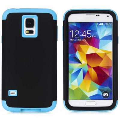 Detachable 3 in 1 Hybrid Hard PC + TPU Back Cover Case for Samsung Galaxy S5 I9600 G900 - Black and Blue
