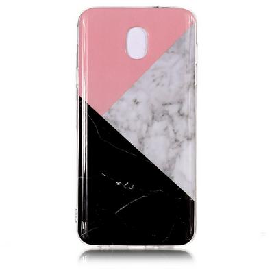 Painted Marble Pattern Anti-Scratch Soft TPU Back Cover Protective Case for Samsung Galaxy J3 (2018) / J3 Star - Pink & White & Black