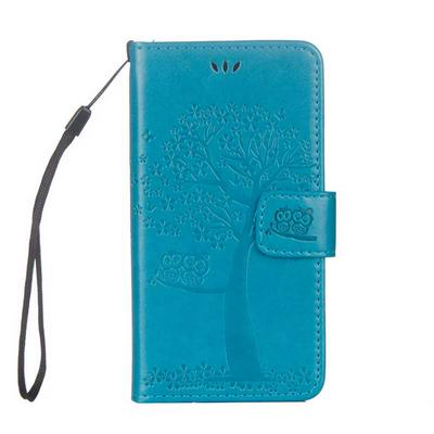 Owl Tree Pattern Wrist Strap PU Leather + Soft TPU with Wallet Stand and Card Slots Protector Case for Samsung Galaxy J5 (2016) J510 - Blue