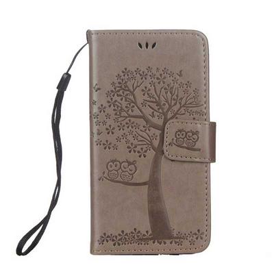 Owl Tree Pattern Wrist Strap PU Leather + Soft TPU with Wallet Stand and Card Slots Protector Case for Samsung Galaxy J5 (2016) J510 - Grey