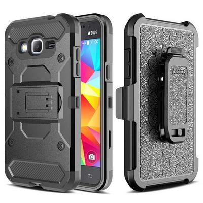 Detachable 4 in 1 with Stand Hybrid Hard PC+ TPU Back Cover Case for Samsung Galaxy J3 (2016) - Black