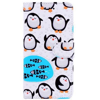 New Colored Painting Wallet Style Card Slots Stand Magnetic Flip PU Leather + TPU Back Cover Case for Samsung Galaxy S8 / G9500 - Penguin