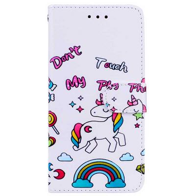 New Colored Painting Wallet Style Card Slots Stand Magnetic Flip PU Leather + TPU Back Cover Case for Samsung Galaxy S8 / G9500 - Rainbow