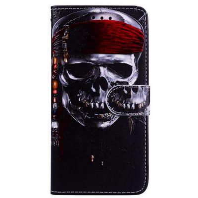 New Colored Painting Wallet Style Card Slots Stand Magnetic Flip PU Leather + TPU Back Cover Case for Samsung Galaxy S8 / G9500 - Skull
