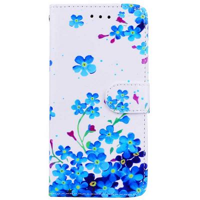 New Colored Painting Wallet Style Card Slots Stand Magnetic Flip PU Leather + TPU Back Cover Case for Samsung Galaxy S8 / G9500 - Blue