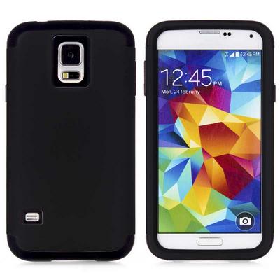 Detachable 3 in 1 Hybrid Hard PC + TPU Back Cover Case for Samsung Galaxy S5 I9600 G900 - Black  