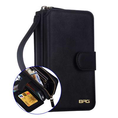 BRG Multi-Function Wallet Style Detachable Portable PU Leather Bag Case with Back Cover + Card Slot for Samsung Galaxy S5 I9600 G900 - Black