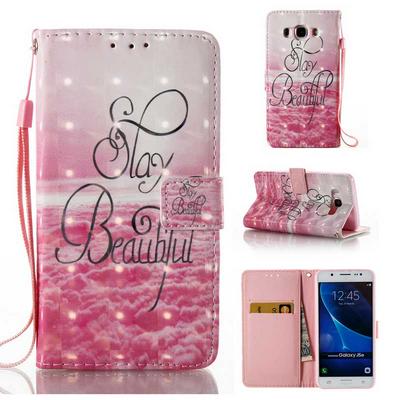 3D Wallet Style PU Leather + Soft TPU Wrist Strap with Stand and Card Holder Case for Samsung Galaxy J5 (2016) J510 - Stay Beautiful