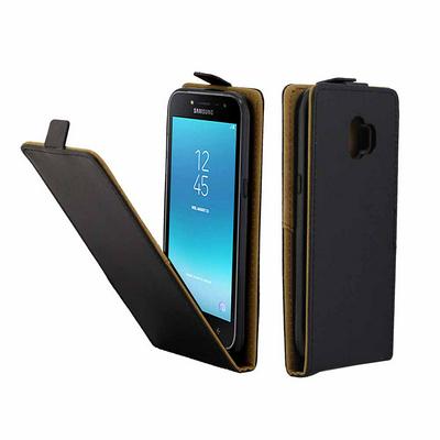 Up and Down Vertical Flip Anti-Scratch PU Leather + Soft TPU with Card Slot and Magnetic Buckle Protective Case for Samsung Galaxy J2 Pro (2018) / J2 (2018) - Black