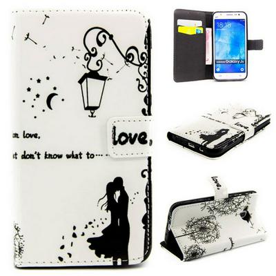 Embossment Pattern Wallet Style Magnetic Flip Stand TPU+ PU Leather Case for Samsung Galaxy J5 - Couple &Dandelion