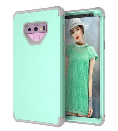 Armor 3 in 1 Detachable Shockproof PC Front Bumper + Soft Silicone + PC Back Hybrid Back Cover Protective Case for Samsung Galaxy Note 9 - Mint Green