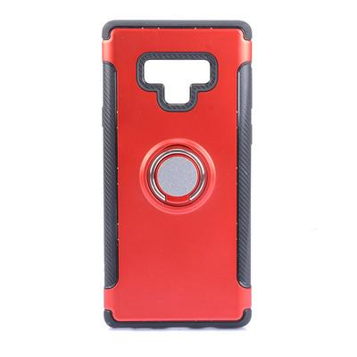 Locking Series 2 in 1 Detachable Hard PC + Soft TPU Hybrid with 360 Rotatable Finger Buckle Ring Stand Back Cover Case for Samsung Galaxy Note 9 - Red
