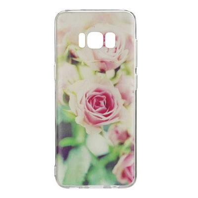 New Ultra Thin Transparent Soft TPU Back Cover Case for Samsung Galaxy S8 / G9500 - Pink Flowers