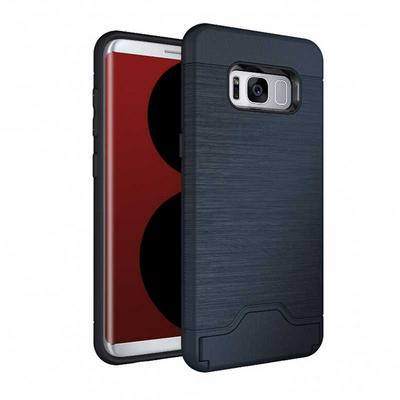 Wiredrawing Brushed Metal Detachable 2 in 1 PC +  TPU with Stand Back Cover Phone Case for Samsung Galaxy S8 / G9500 - Navy Blue