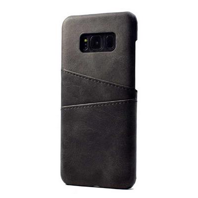Card Holder Slots PU Leather Coated PC Back Cover Protective Case for Samsung Galaxy S8 / G9500 - Black